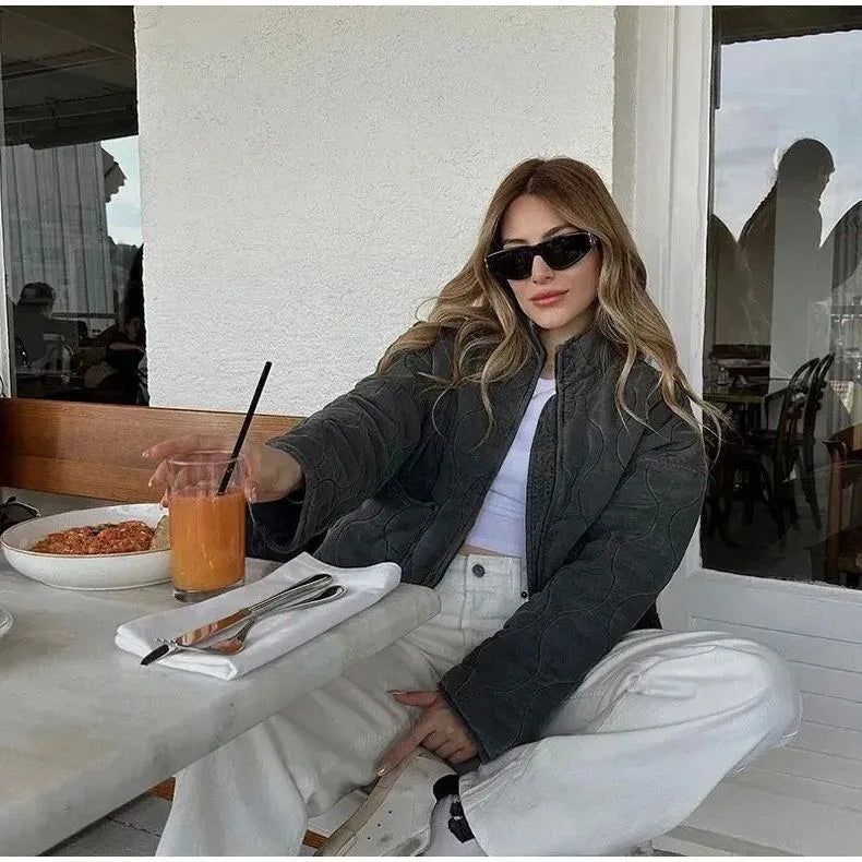 High Collar Quilted Coat – Retro Meets Modern