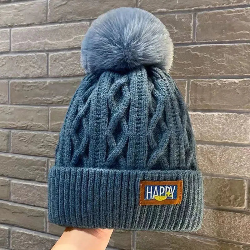 Cozy Faux Fur Pom Pom Beanie – Warm & Chic