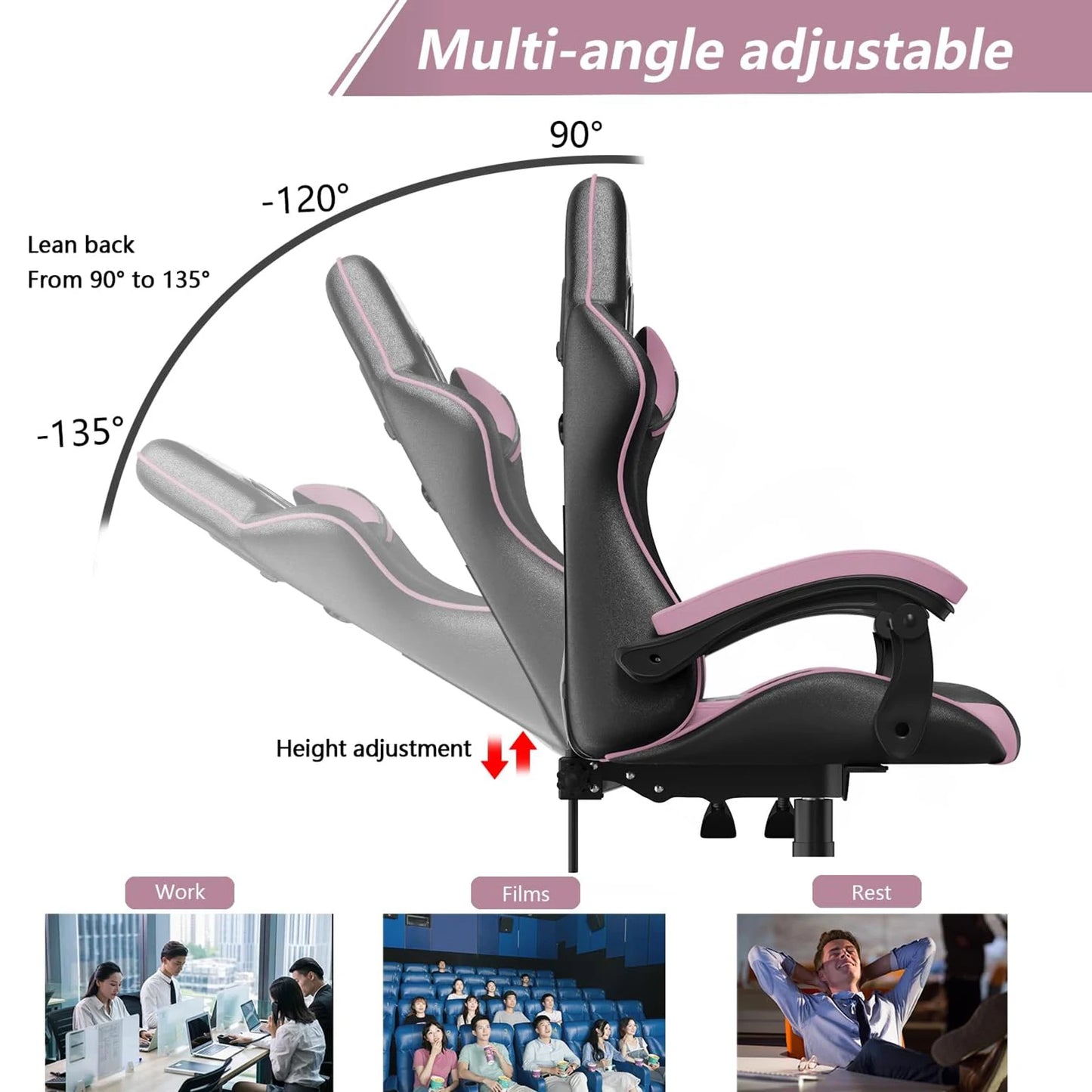 Ergonomic Gaming & Office Chair: PU Leather with Headrest & Lumbar Support