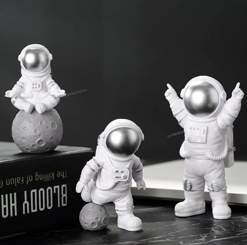 Cosmic Adventures: 4-Piece Astronaut Figurine Set for Kids & Home Decor