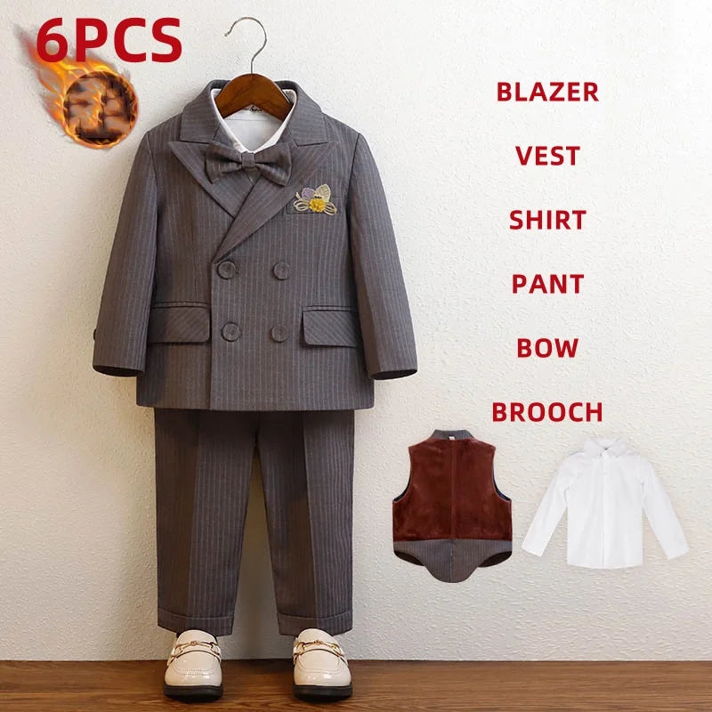 Little Gentleman Korean Striped Suit – Boys’ Party & Ceremony Costume