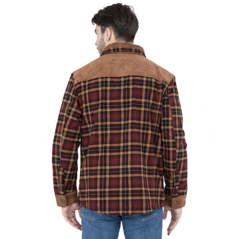 Winter Jacket Men Fleece Thick Warm Cotton Plaid Jacket Autumn Men Casual Multi-Pockets Coat High Quality Warm Lining Jacket Man