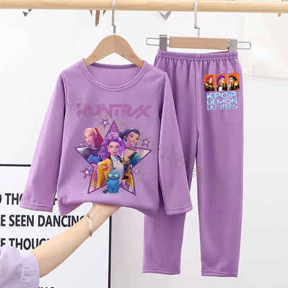 Kawaii Kpop Demon Hunters Girls Nightgown – Cozy Autumn Sleepwear
