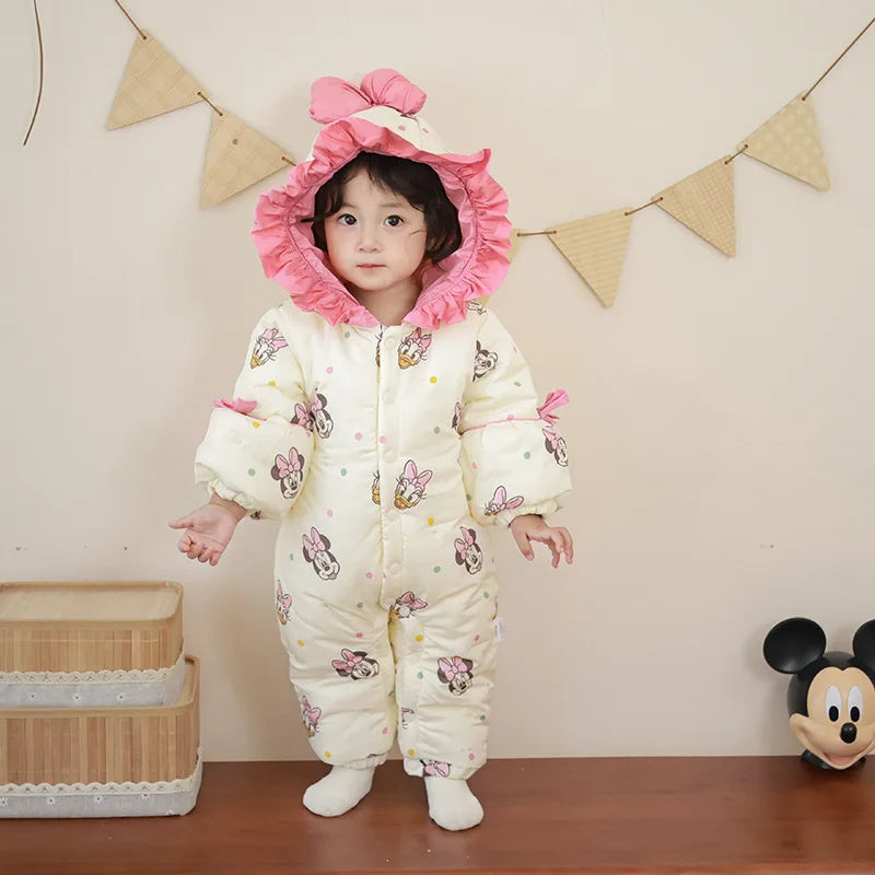 Winter Cotton Jumpsuit – Minnie Magic (0–1Y)