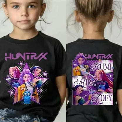 Cute Kpop Demon Hunters Shirt – Summer Short Sleeve for Boys & Girls