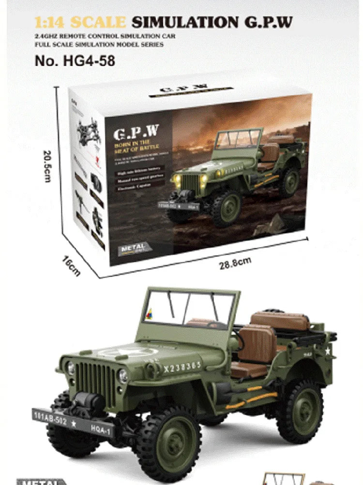 1:14 RC Military Car – HG4-58 4WD Electric Off-Road Model