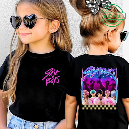Saja Kpop Demon Hunters Boys Tee – Summer Cartoon Cotton Shirt