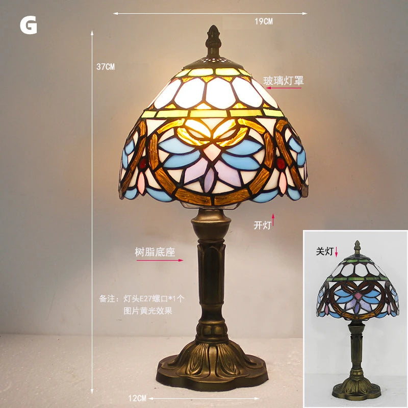 Table Lamp: E27 Stained Glass, Baroque Mediterranean Style for Bedroom & Nightstand