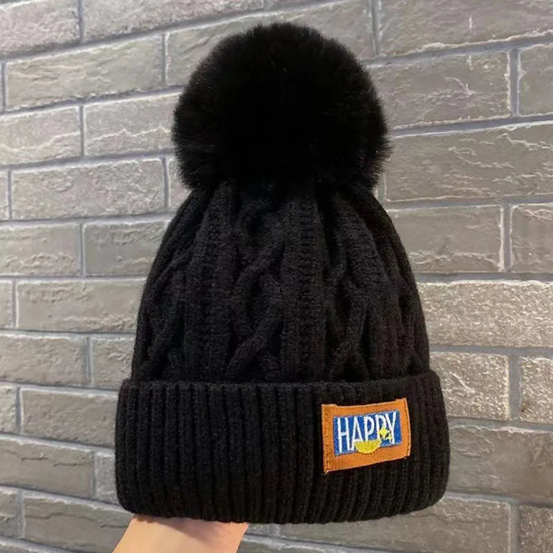 Cozy Faux Fur Pom Pom Beanie – Warm & Chic