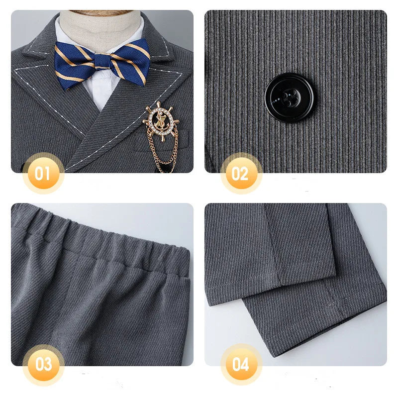Boys’ Complete 5-Piece Dress Set – Wedding, Piano & Host Costume