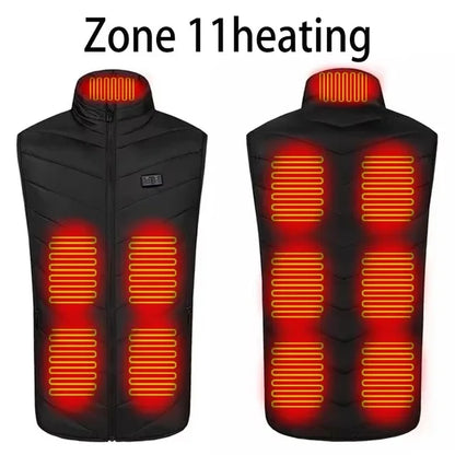 Men USB Infrared 17 Heating Areas Vest Jacket Men Winter Electric Heated Vest Waistcoat For Sports Hiking Oversized 5XL