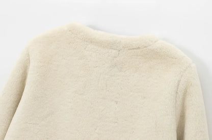 Elegant Faux Fur Outerwear – Long Sleeve Jacket