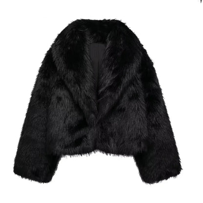 Cozy Black Faux Fur Outerwear – Trendy & Warm