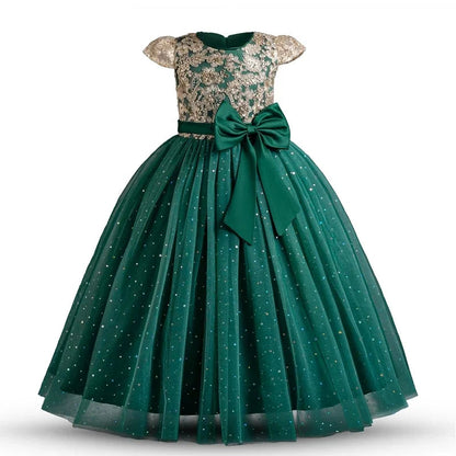 Festive Elegance – Girls’ Bow Party Dress for 3-10Y