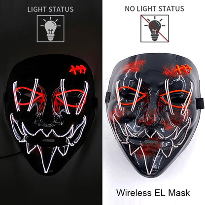 Wireless Neon LED Purge Mask – Glowing Halloween Party Mask