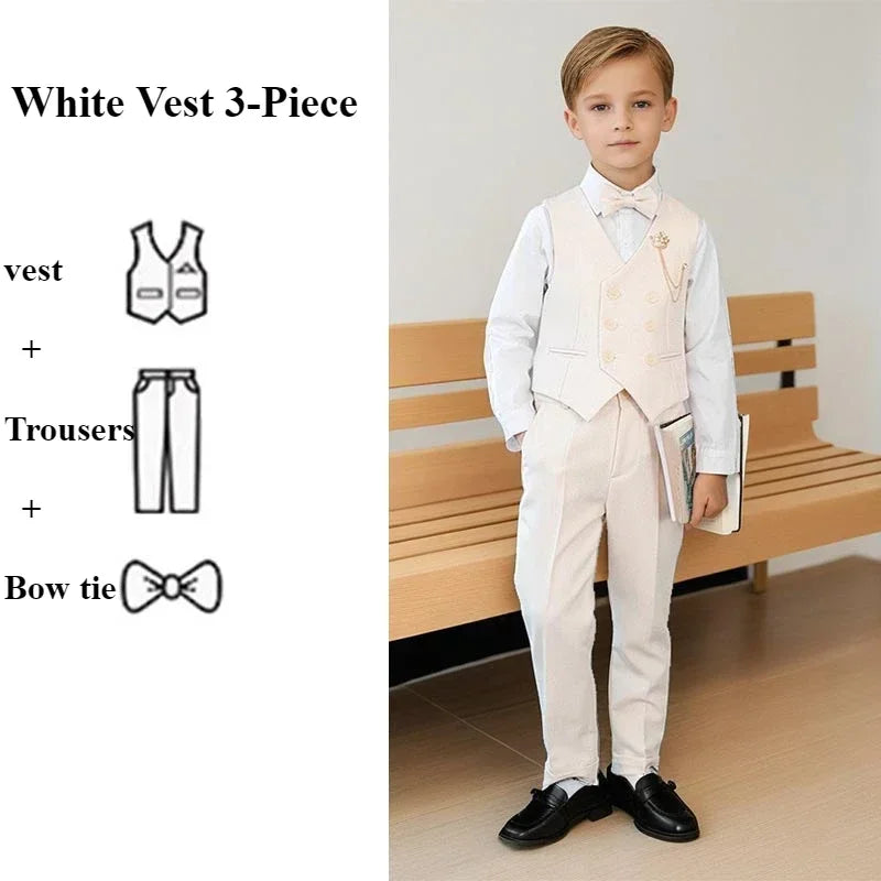 Children’s White Formal Outfit – Host & Evening Performance Suit