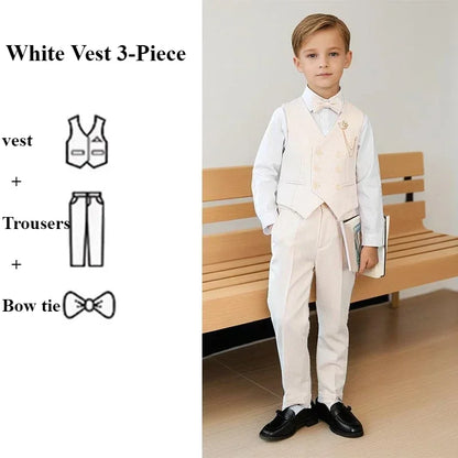Children’s White Formal Outfit – Host & Evening Performance Suit