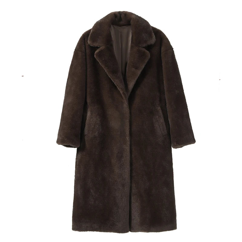 Chic Winter Warmth: Iconic Faux Mink Fur Overcoat