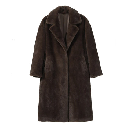 Chic Winter Warmth: Iconic Faux Mink Fur Overcoat
