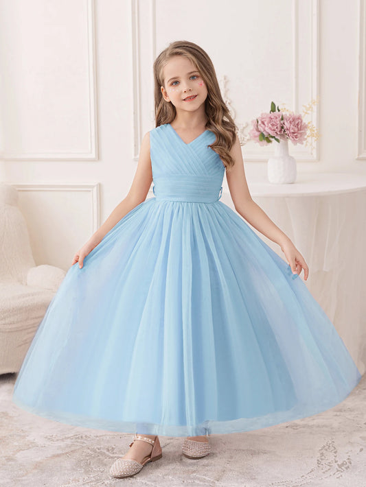Blue Tulle Princess Dress for Girls – Birthday & Party