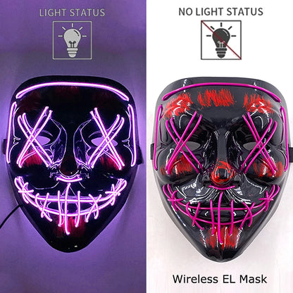 Wireless Neon LED Purge Mask – Glowing Halloween Party Mask