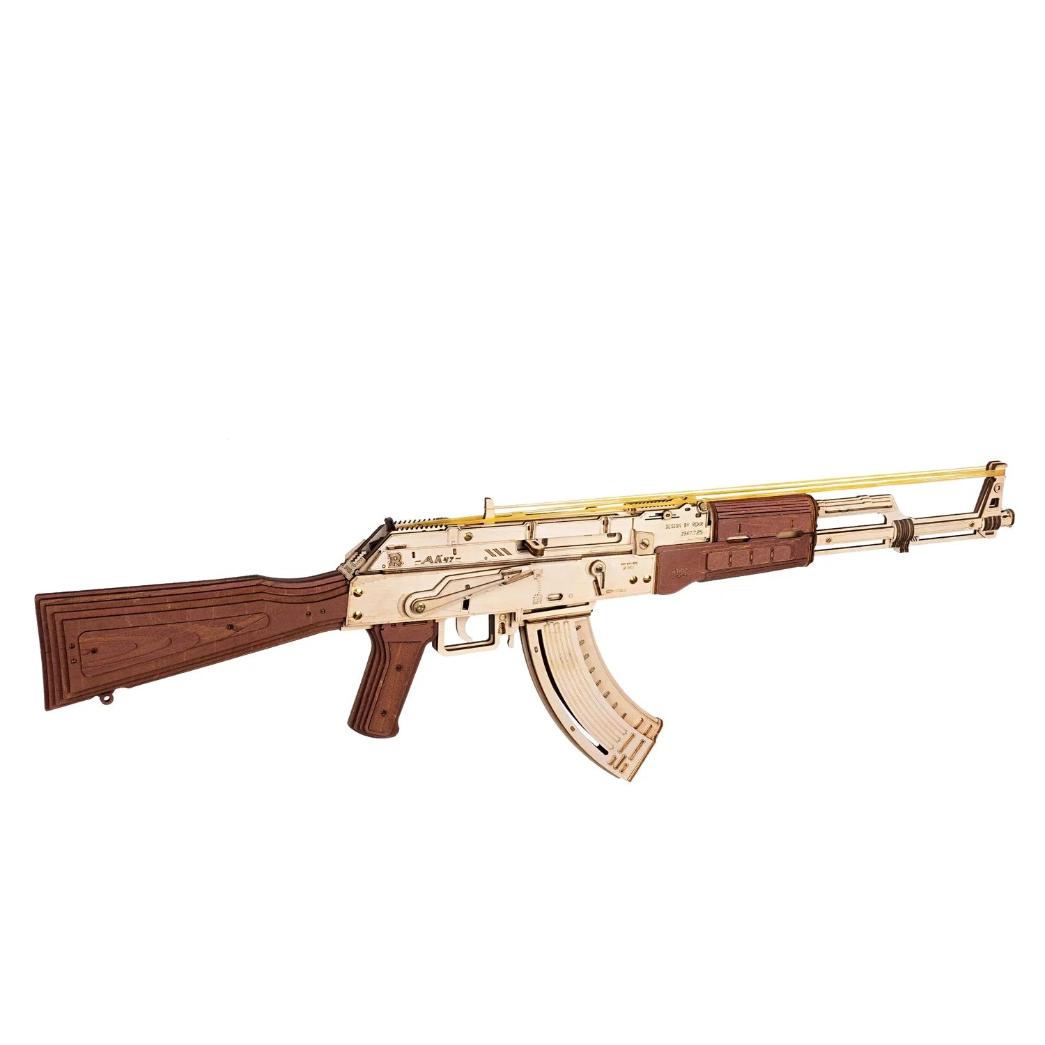 Robotime Rokr AK47 3D wooden gun building block toy for kids and adults, featuring detailed, realistic firearm design.