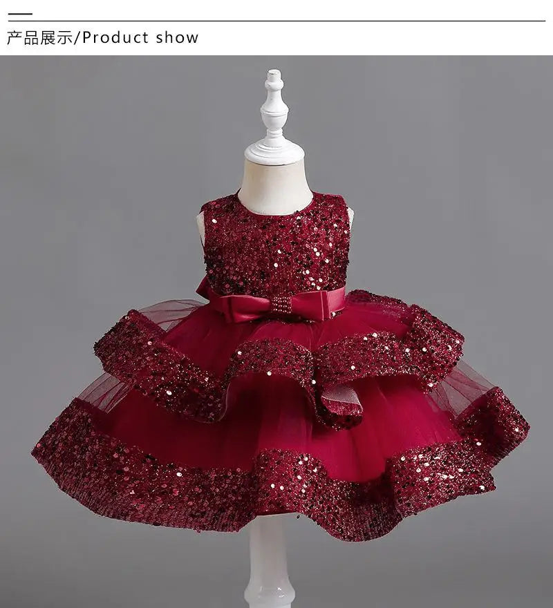 Girls’ Summer Party Dress – Sequin & Beaded Bow Detail