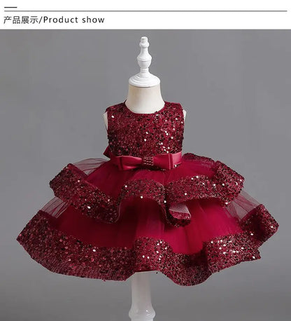 Girls’ Summer Party Dress – Sequin & Beaded Bow Detail