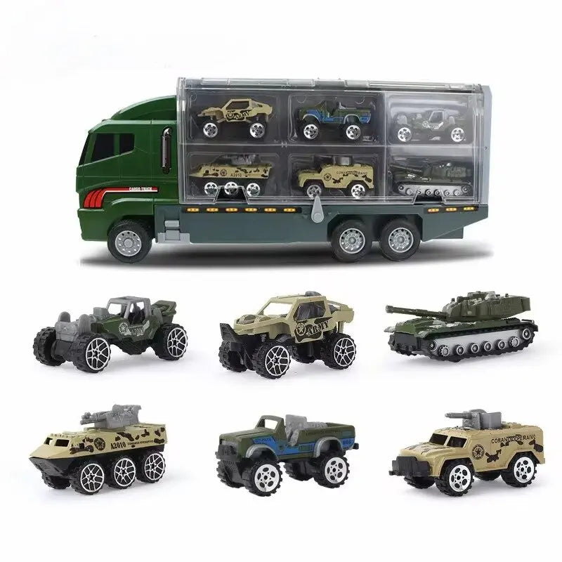 Big Trucks Mini Diecast Set – Carrier, Helicopter, Tank & More for Kids!