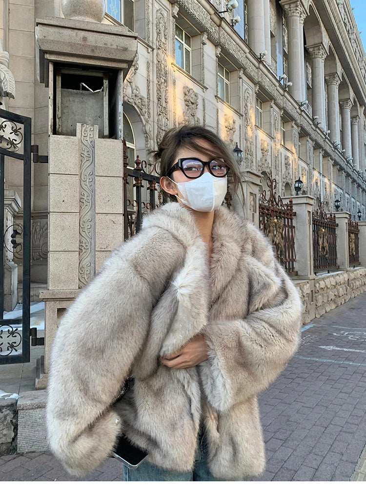 Luxury Fluffy Faux Fox Fur Jacket – Casual & Cozy