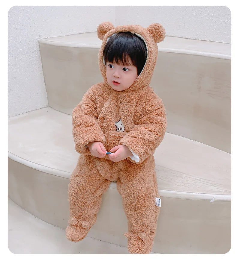 Hooded Bear Jumpsuit for Babies – Soft & Cozy