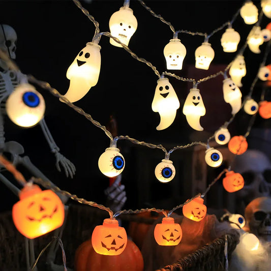 LED Halloween String Lights: Pumpkins, Skulls & Eyeballs for Spooky Fun