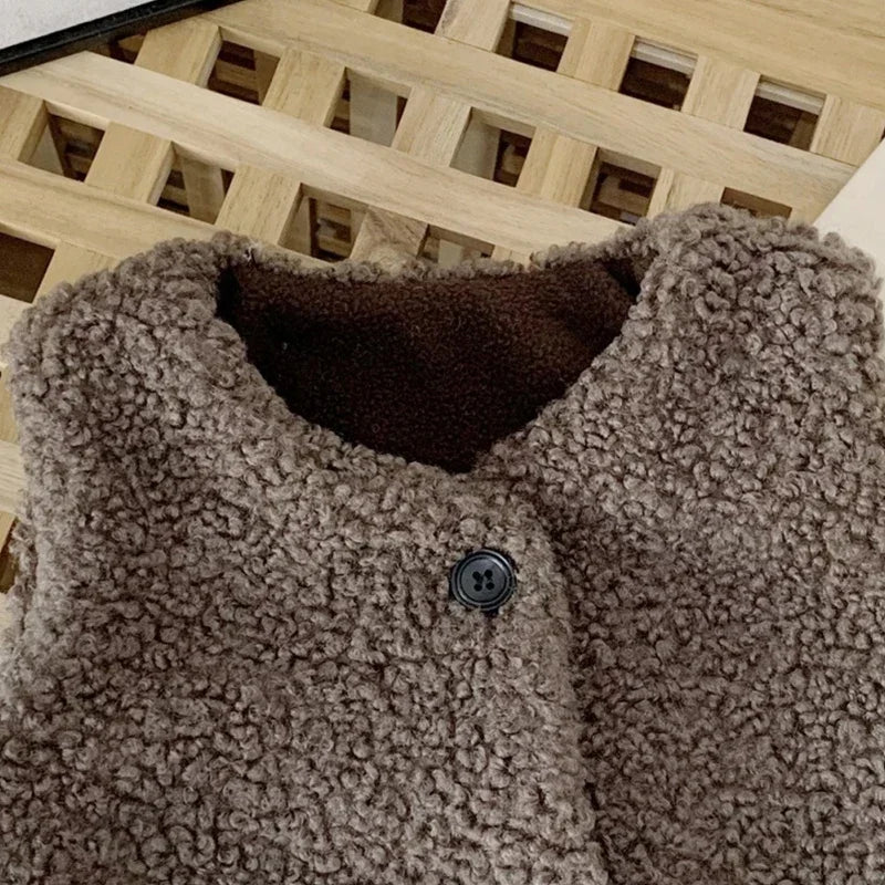 Autumn Winter Kids’ Plush Waistcoat – Soft & Cozy