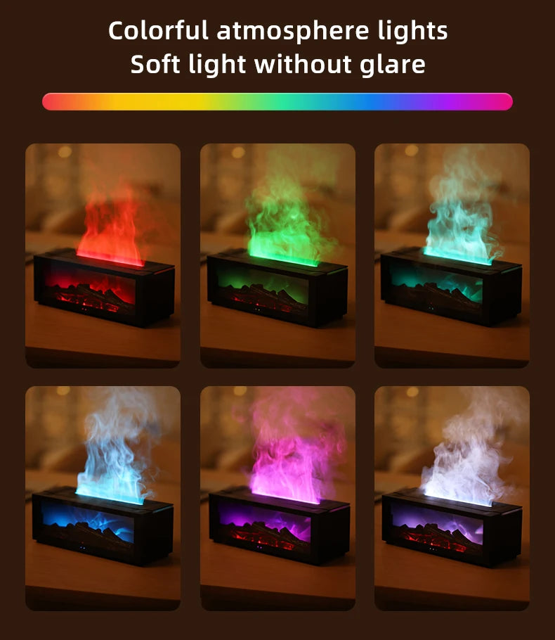 Colorful Flame Aroma Diffuser & Humidifier - 150ml, Auto-Off, Remote Control for Home & Bedroom