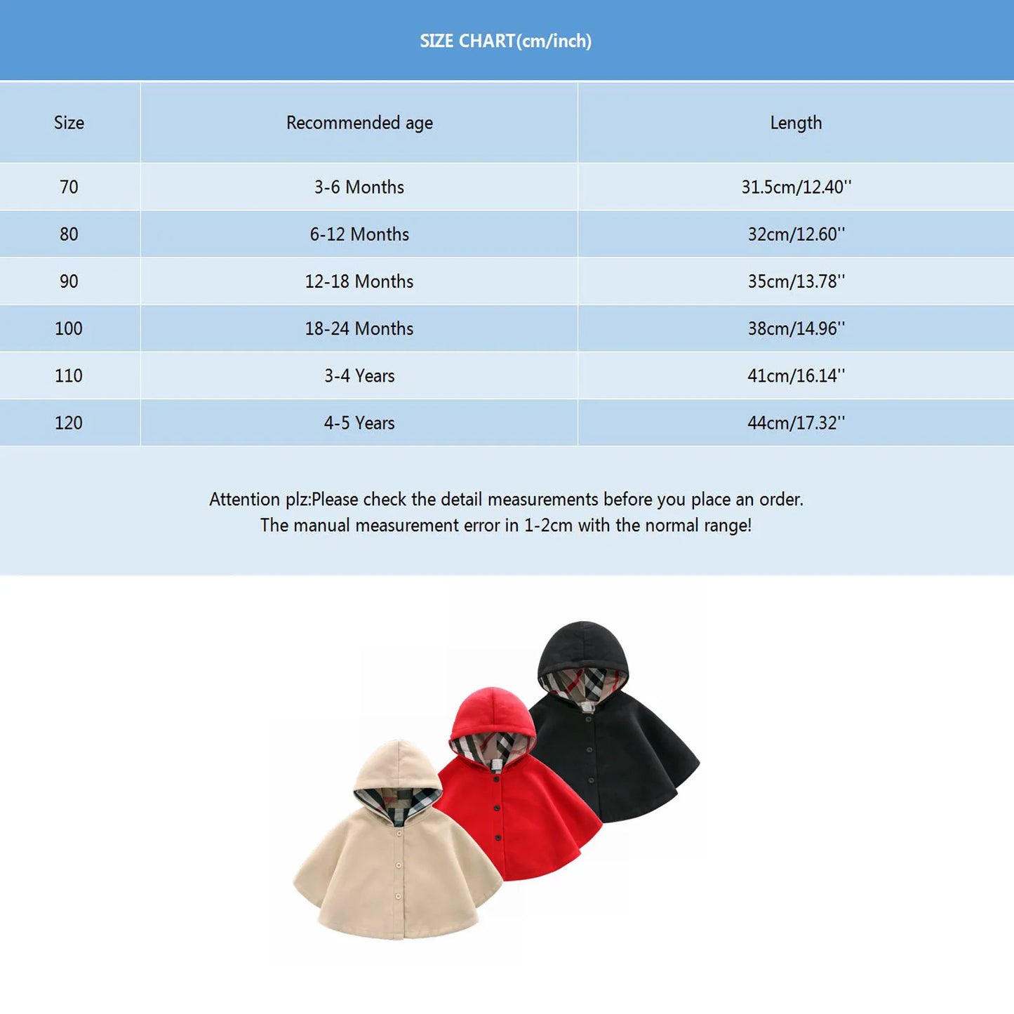 Children’s Autumn/Winter Warm Cape Coat