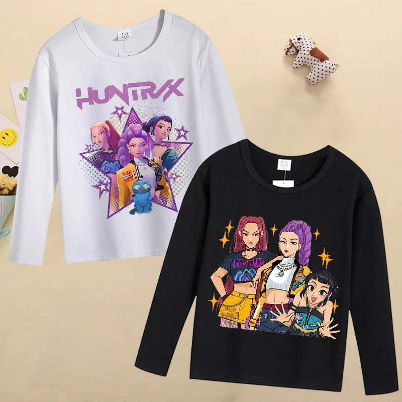 Kpop Demon Hunters Kids T-Shirt – Kawaii Cartoon Long Sleeve Top