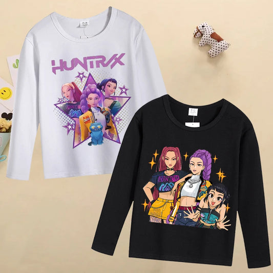 Kpop Demon Hunters Kids T-Shirt – Kawaii Cartoon Long Sleeve Top