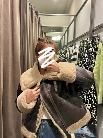 Warm & Chic: Women’s Thickened Brown Winter Jacket