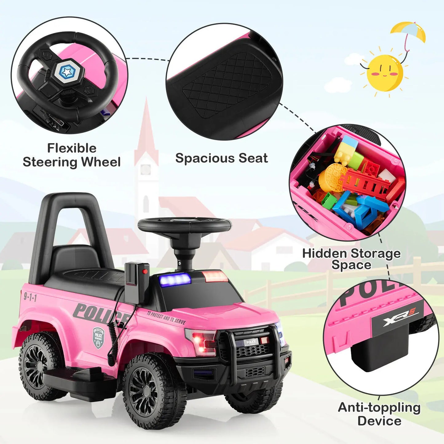 6V Electric Ride-On Police Car with Megaphone – Fun for Toddlers!