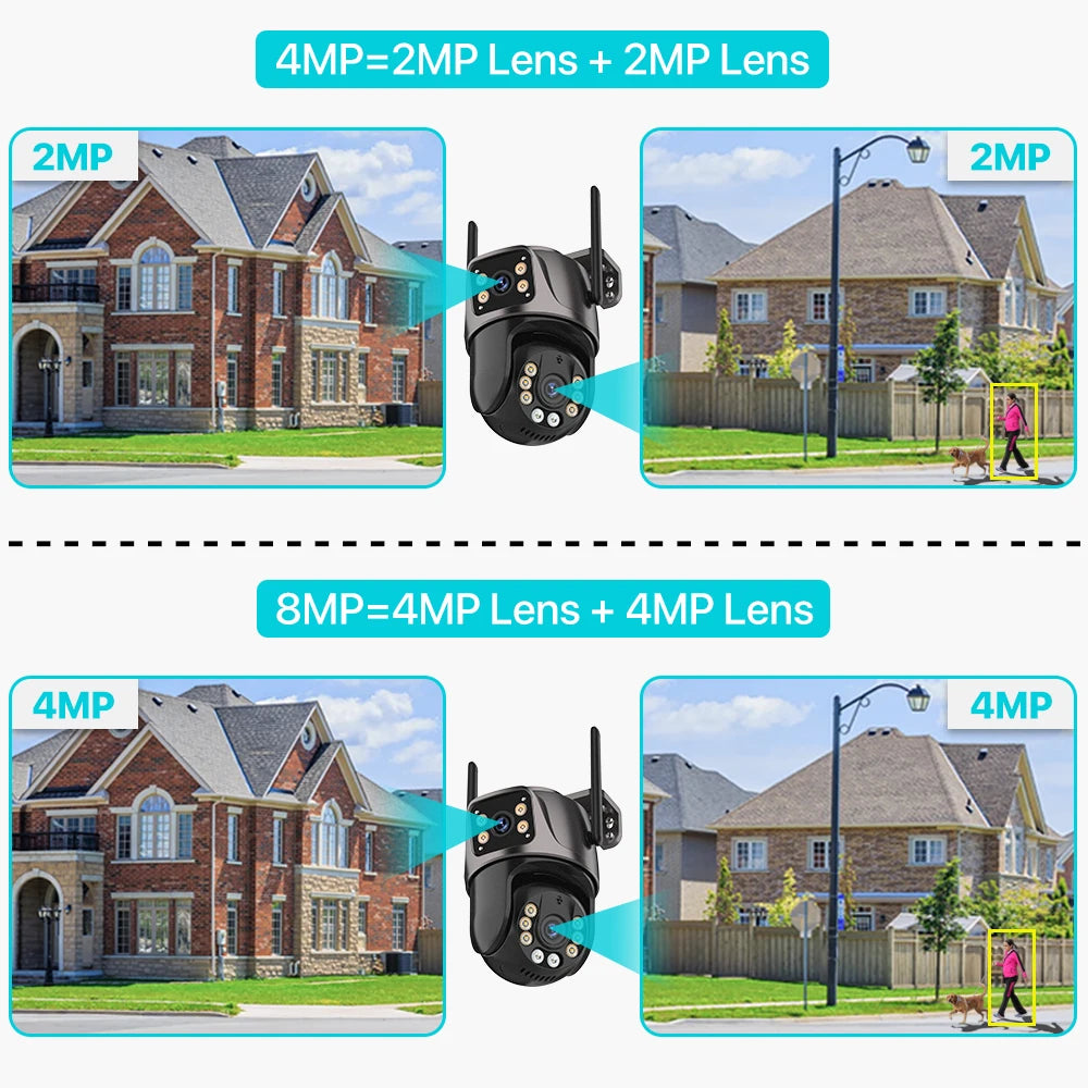 4K 8MP Dual-Lens PTZ WiFi Camera | AI Tracking Outdoor CCTV