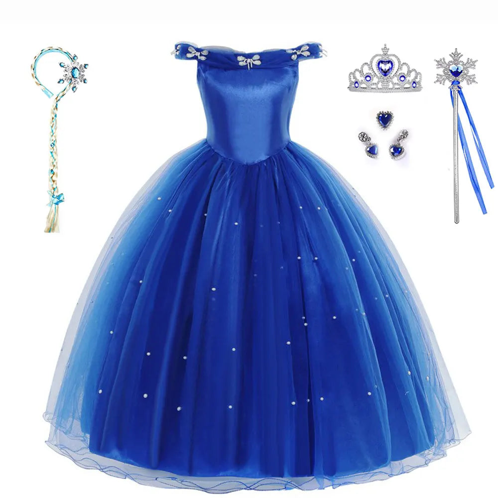 Girls Cinderella Princess Costume Dress Up Set