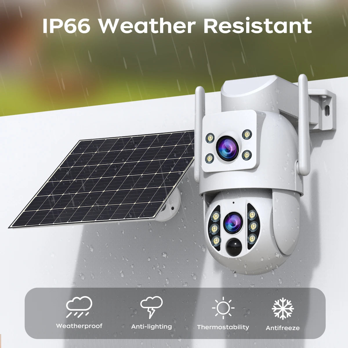 4K Wireless Solar Camera | Dual Lens | PIR Motion + Color Night Vision + Battery Power