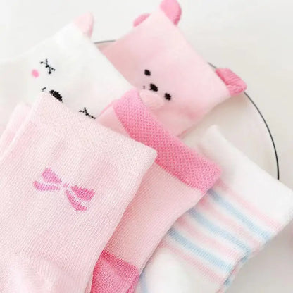 Cute Animal Baby Socks – Cat Design, 5-Pack (0–6Y)