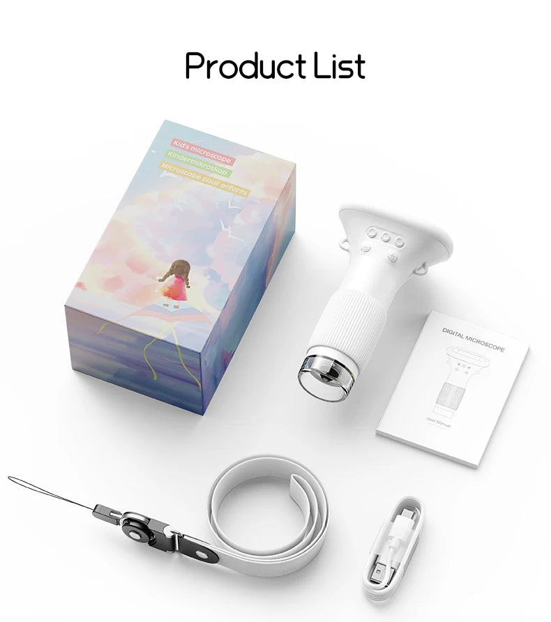 Kids Science Microscope 1000X – 200 Megapixel Digital Magnifier with LED