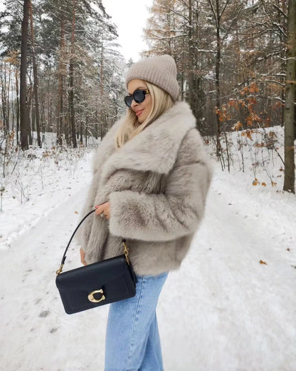 Cozy Black Faux Fur Outerwear – Trendy & Warm