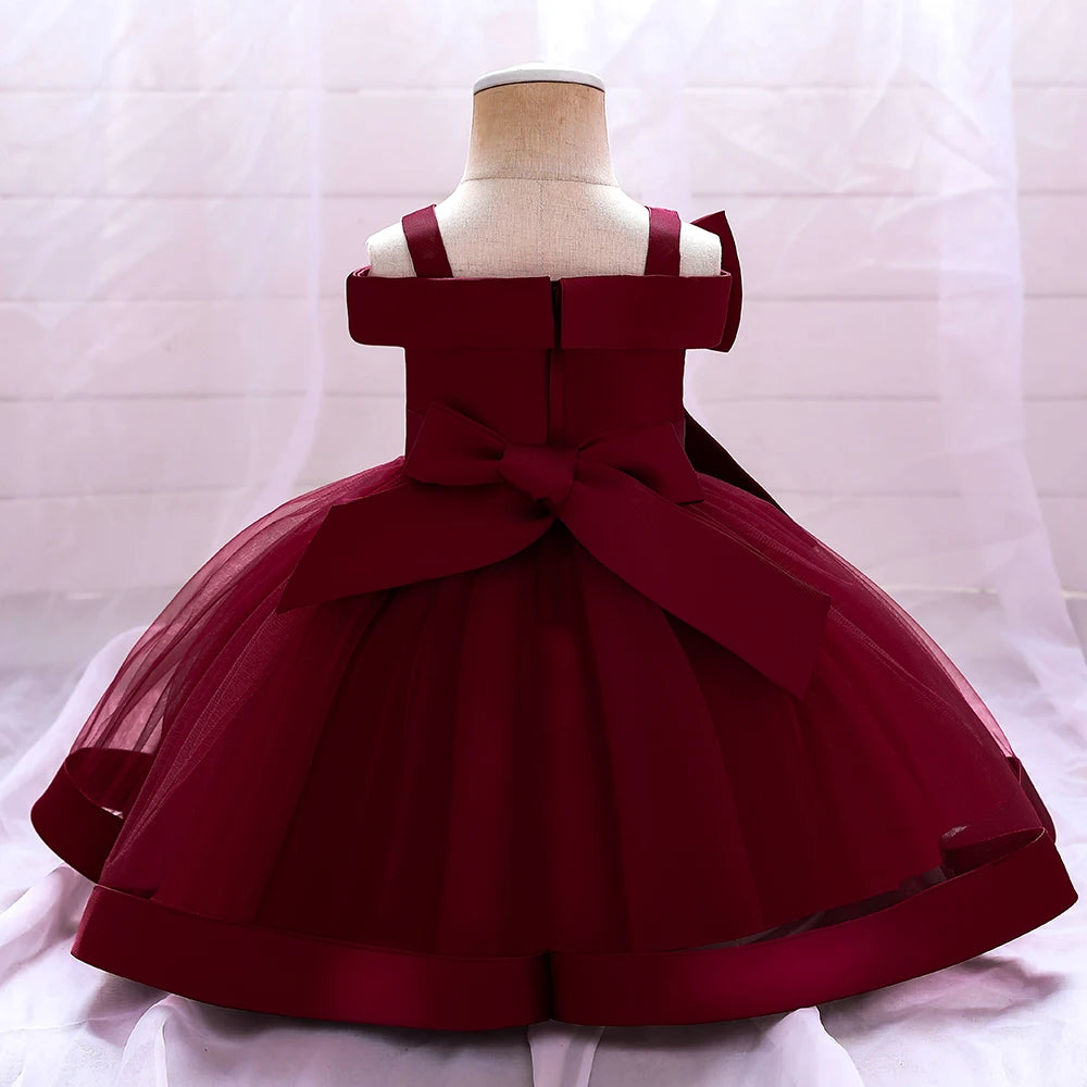 Elegant Infant Dress – Bow Lace Princess Party Wear