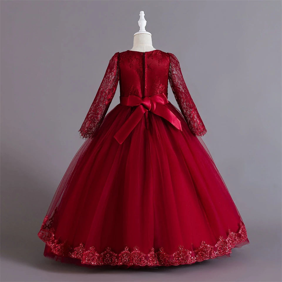 Girls Evening Dress – Lace Embroidered Party Gownn