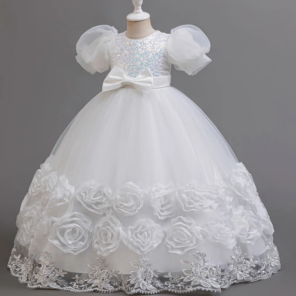 Elegant Long Sequin Dress for Girls 4–12 Years