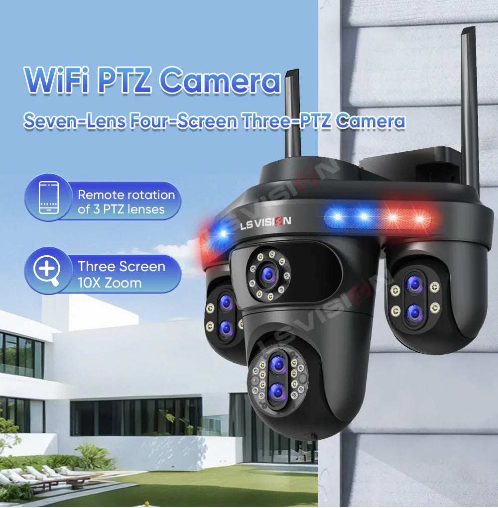 3/4 Screen WiFi PTZ Camera | 10X Zoom | AI Auto Tracking | Outdoor IP66 CCTV