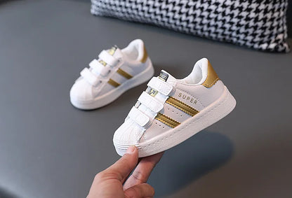 Kids' Fashion White Sneakers – Breathable & Non-Slip Comfort